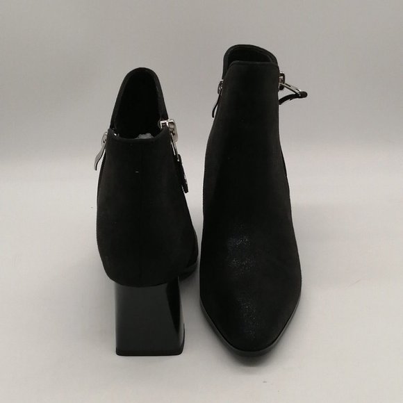 Monroe and Main Womens Boots Black Ankle Dual Zip Pointed Toe Block Heel 7.5 NEW - Picture 3 of 10